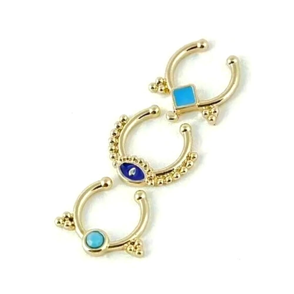 Gold Turquoise Fake Septum Rings